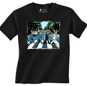 Chlapecké tričko Dětské tričko Kočky na Abbey Road Beatles (Velikost: 12-13, Barva: Černá)