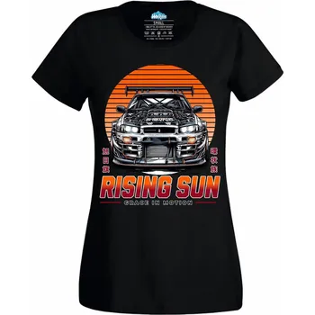Dámské tričko Drift Auto Vycházejícího Slunce Rising Sun (Velikost: 4XL, Barva: Černá)