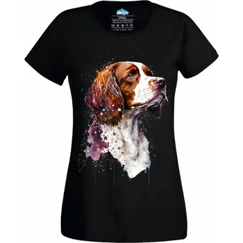 Dámské tričko Dámské tričko Vznešený Bretaňský ohař (Velikost: 4XL, Barva: Černá)