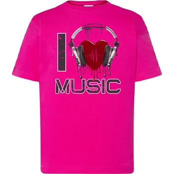 detske-levne-bavlnene-tricko-potisk-laska-muzika Barva: Fuchsia - fuchsiová, Dětská bavlněná trička JHK: M