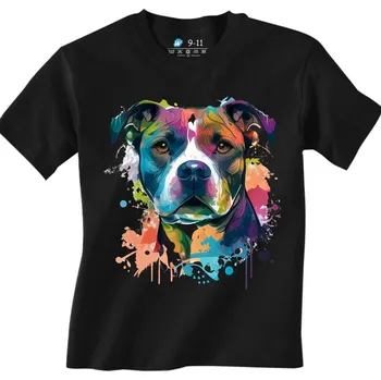 Chlapecké tričko Dětské tričko Stafordšírský bulteriér v Barvách (Velikost: 7-8, Barva: Černá)