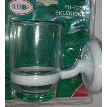 Držák na kartáček Držák na skleničku se skleničkou PH 727 G, bílý