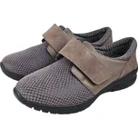 F 2520 - šedá dámské kožené polobotky – šedé, pohodlné, na suchý zip; doprodej 37