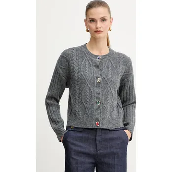 Dámský svetr Kardigan s příměsí vlny Liu Jo šedá barva, MF5423 MS040 MF5423.MS040 90X, vel. XS