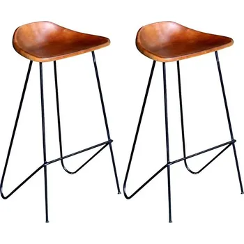 Jídelní židle Barové židle 2 ks černé a hnědé pravá kůže