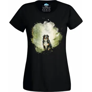 Dámské tričko Bernský salašnický pes v Lese (Velikost: 4XL, Barva: Černá)