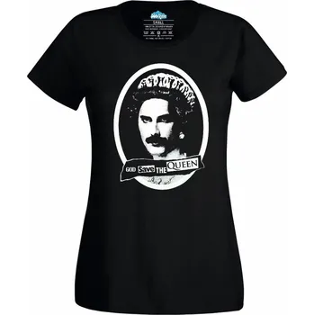 Dámské tričko Dámské tričko God Save the Queen Freddie Mercury (Skladem XS-4XL) (Velikost: XL, Barva: Černá)