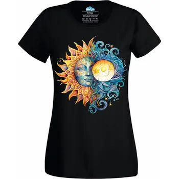 Dámské tričko Měsíc a Slunce Dvě Tváře Oblohy (Velikost: 4XL, Barva: Černá)