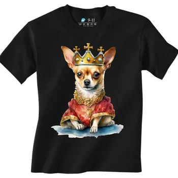 Chlapecké tričko Dětské tričko Královská Čivava (Velikost: 7-8, Barva: Černá)