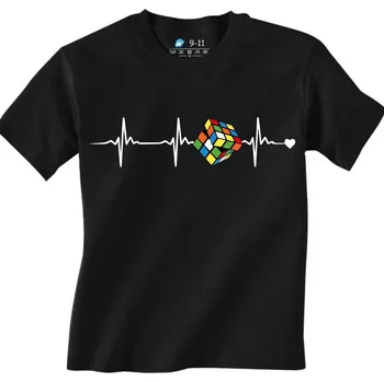 Chlapecké tričko Dětské tričko Kardiogram a Rubikova kostka (Velikost: 5-6, Barva: Černá)