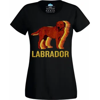 Dámské tričko Retro Labradorský retrívr (Velikost: 4XL, Barva: Černá)