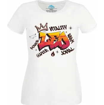 Dámské tričko Horoskop Lev Leo Graffiti (Velikost: 4XL, Barva: Bílá)