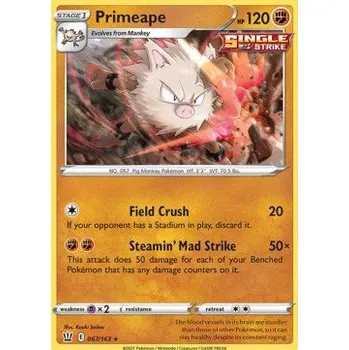 Volný čas Pokémon BST 067/163 Primeape - Battle Styles Stav: Near Mint, Verze: REVERSE HOLO
