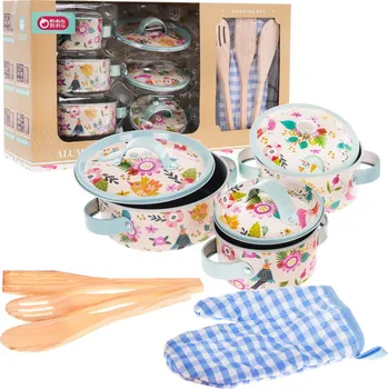 Dětská kuchyňka Mamido Dětská sada hliníkových hrnců s příslušenstvím