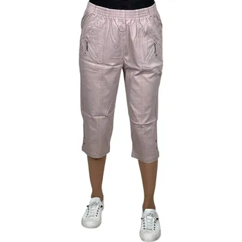 Dámské kalhoty Dámské bílé nadměrné 3/4 kalhoty ALICA Barva: Růžová, Velikost: 3XL