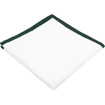 Látkový kapesník Bílý pánský kapesníček do saka se smaragdově zeleným lemem