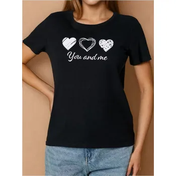 Dámské tričko Sinsay - Bavlněné oversize tričko s potiskem - černá - 505EU-99M - 505EU-99M-S