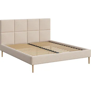 Postel Mesonica Světle béžová čalouněná dvoulůžková postel Alano 180 x 200 cm s prošíváním