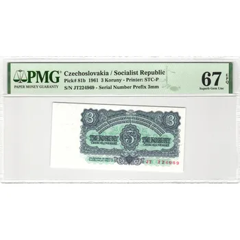 3 Koruna 1961 S. JT PMG 67 EPQ