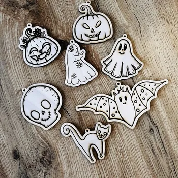 Party dekorace Sada roztomilých halloweenských dekorací / omalovánek z překližky