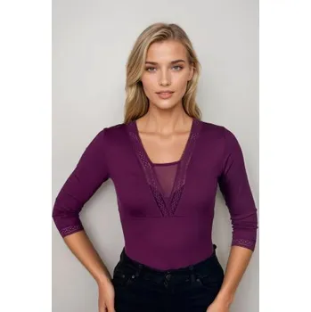 Halenka Eldar Eulalia - 3/4 rukáv Tmavě fialová 2XL