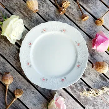 Talíř BERNADOTTE IVORY talíř dezertní 21 cm, růžovošedá házenka (Porcelánový talíř 2. jakost)