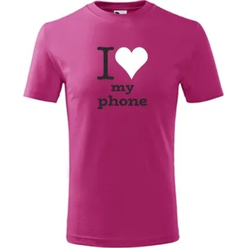 Chlapecké tričko Purpurové dětské tričko I love my phone - barva purpurová - velikost 6let