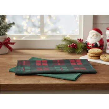 Utěrka Vánoční bavlněná utěrka FESTIVE FEAST 45x65 cm kostky/zelená (cena za 2 kusy) 100% bavlna Cena za 2 kusy v balení