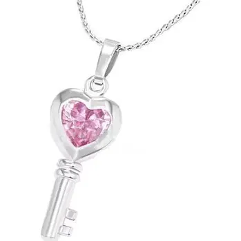 Náhrdelník Náhrdelník přívěsek klíč růžový 70 (Módní náhrdelník, s přívěskem klíče)