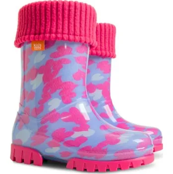 Dívčí holínky Demar Dětské holínky Twister s vyjímatelným zateplením - RŮŽOVÉ+SRDCE Velikost obuvi: 26/27