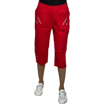 Dámské kalhoty Dámské bílé nadměrné 3/4 kalhoty ALICA Barva: Červená, Velikost: 9XL