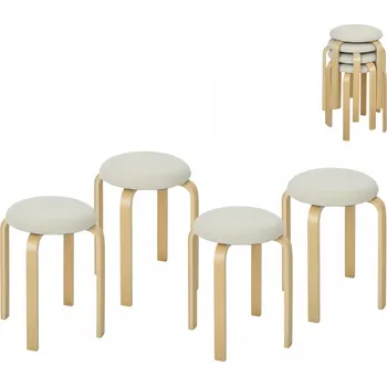 Jídelní židle Stohovatelné jídelní stoličky, 4 kusy | krémově bílé