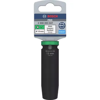 Prodloužená nástrčná hlavice Bosch PRO IMPACT SOCKET - 13mm, 1/2", čtyřhranné upínání, Cr-Mo ocel (2608003047)