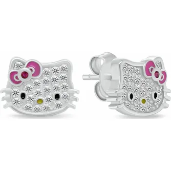 Náušnice Brilio Silver Třpytivé stříbrné náušnice Hello Kitty EA1212W + 2 měsíce na vrácení zboží