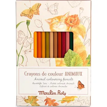 Pastelka Moulin Roty Pastelky Zvířecí barvy s omalovánkami
