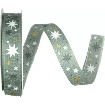 Stuha Stuha vánoční WINTER STARLIGHT 15mm x 4m (6,-Kč/m) (Stuha vánoční , bavlněná , jednostranný potisk, s vlascem v lemu, návin 4m)