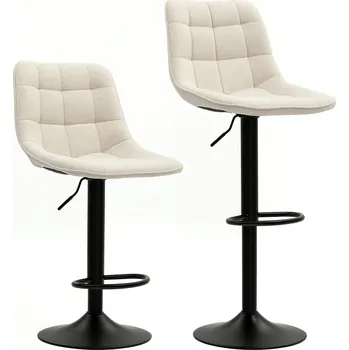 Barová židle Čalouněné barové židle s opěradlem, 2 kusy | béžové