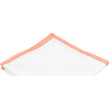 Látkový kapesník Bílý pánský kapesníček s lososovým lemem