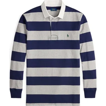 Pánské tričko Velké Velikosti - Polo Ralph Lauren - Ragby tričko s proužkovaným vzorem a nášivkou s logem - XXL - Námořnická Modrá