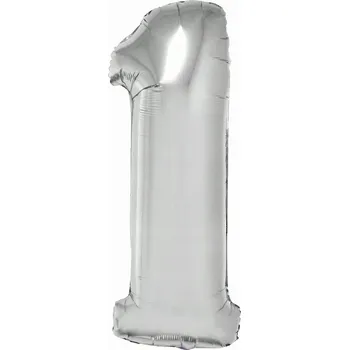Balónek Fóliový balónek Smart, Číslice 1, stříbrný, 76 cm