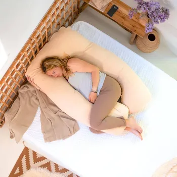 Kojící polštář Milkie Alice český těhotenský a kojicí polštář - Vanila mušelín