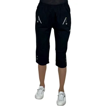 Dámské kalhoty Dámské bílé nadměrné 3/4 kalhoty ALICA Barva: Černá, Velikost: 9XL