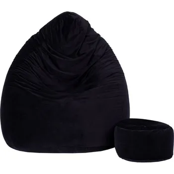 Sedací pytel JAKS Sedací vak s podnožkou velur černý