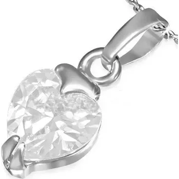 Náhrdelník Řetízek s přívěskem čiré srdce 11 (Náhrdelník bižuterie)