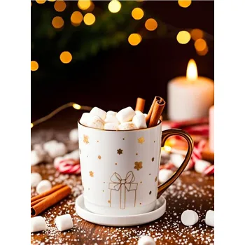 Sinsay - Keramický vánoční hrnek s víčkem a lesklým uchem - zlatá - 305GI-GLD - 305GI-GLD-ONE