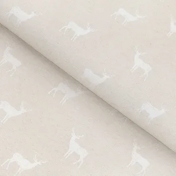 Goldea Vánoční látka Natura - Jeleni na režné 300 cm Béžová