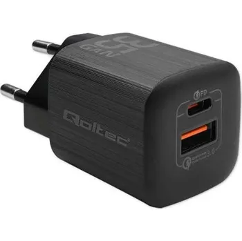 Qoltec 35W GaN ULTRA 5-20V 2.25-3A 1 x USB-C PD 1 x USB QC 3.0 černá