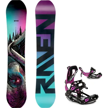 Snowboard Snowboard komplet Raven Dahlia Carbon Mint/Pink + vázání RAVEN Fastec FT360 Fuchsia Velikost: 154 cm, Velikost vázání: M