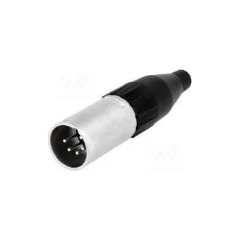Elektrický konektor Zástrčka XLR vidlice PIN 5 přímý na kabel pájení stříbřený
