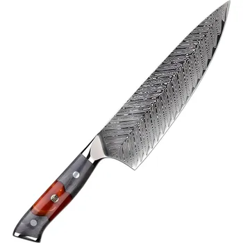 Kuchyňský nůž IZMAEL Damaškový kuchyňský nůž YA 37555 Chef/Červená/Šedá 20.5 cm